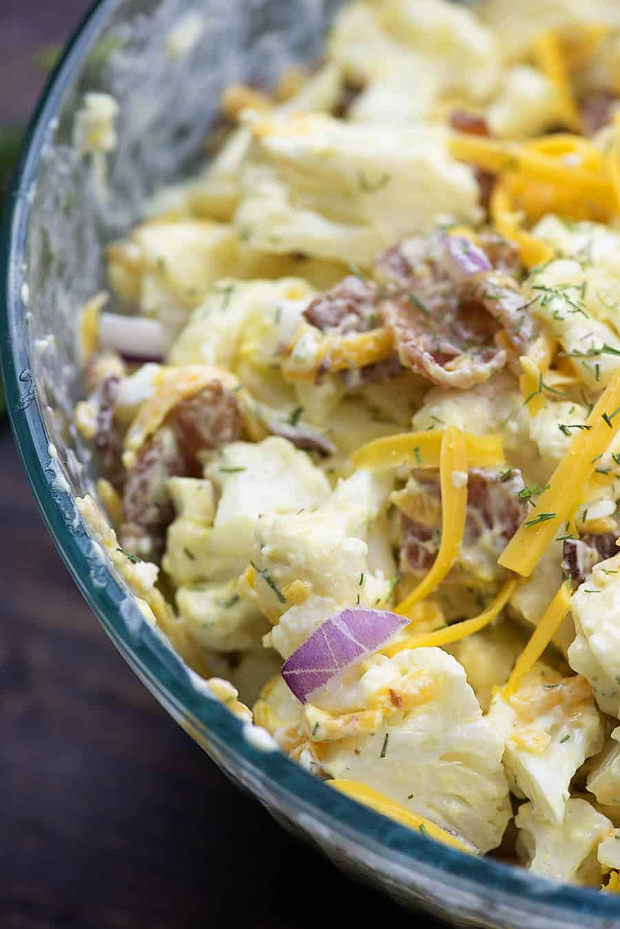 Keto Potato Salad
 Cheddar Bacon Cauliflower Potato Salad