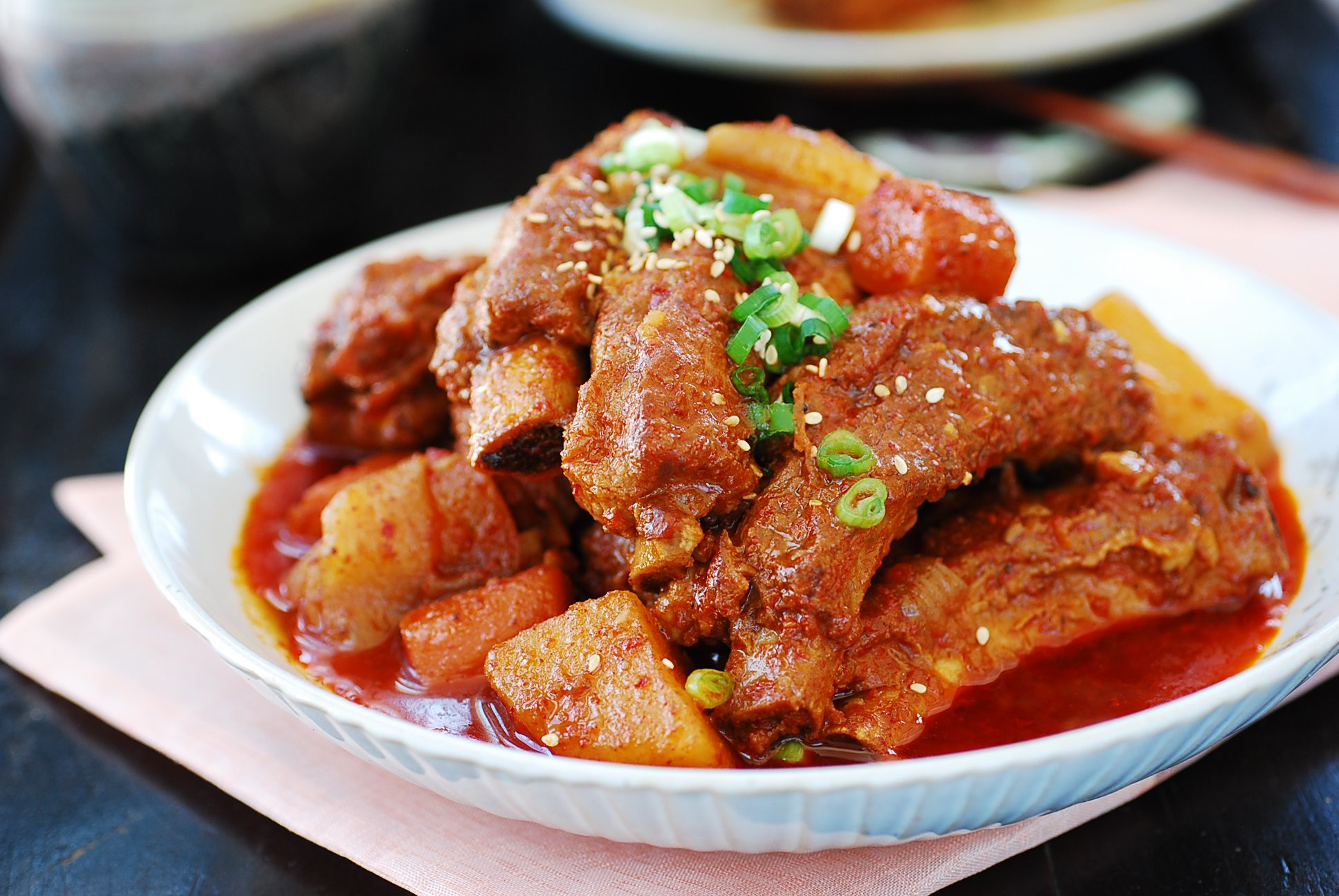 Korean Pork Ribs
 Slow Cooker Pork Ribs Maeun Dwaeji Galbijjim Korean