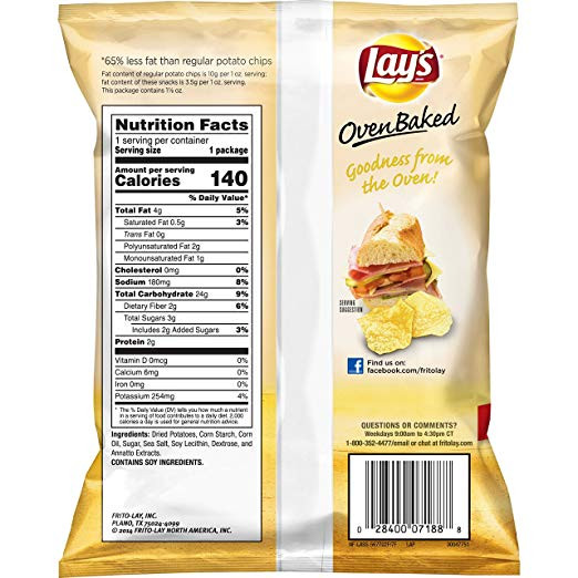 Lays Potato Chips Nutrition
 Small Bag Baked Lays Chips Nutrition Facts Nutrition Ftempo