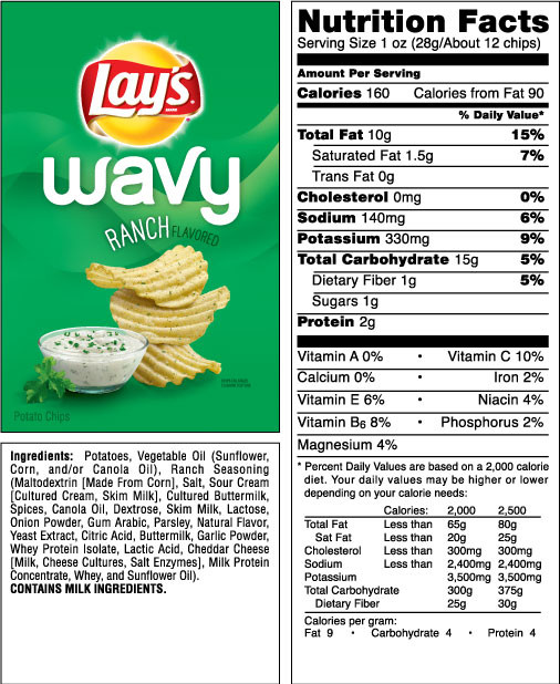 Lays Potato Chips Nutrition
 Wavy Lays Nutrition Information – Nutrition Ftempo