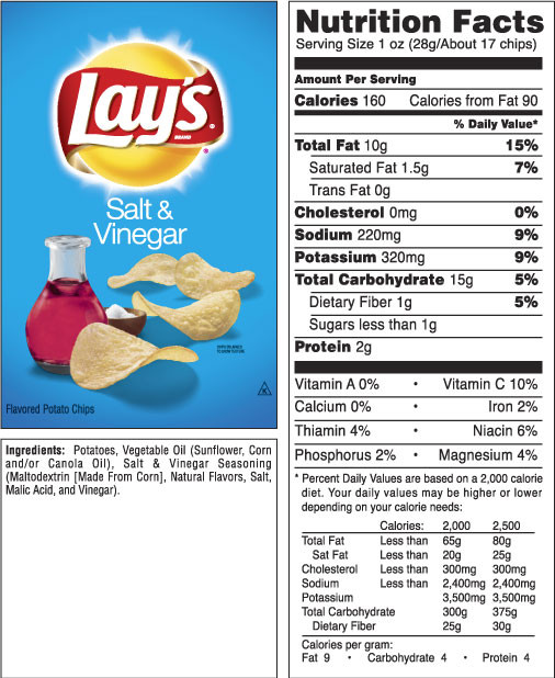 Lays Potato Chips Nutrition
 The gallery for Lays Classic Nutrition Label