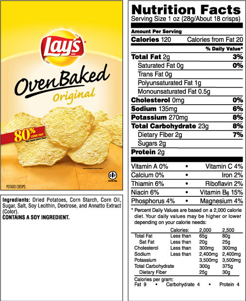 Lays Potato Chips Nutrition
 LAY S Oven Baked Original Potato Crisps 60 ct Case