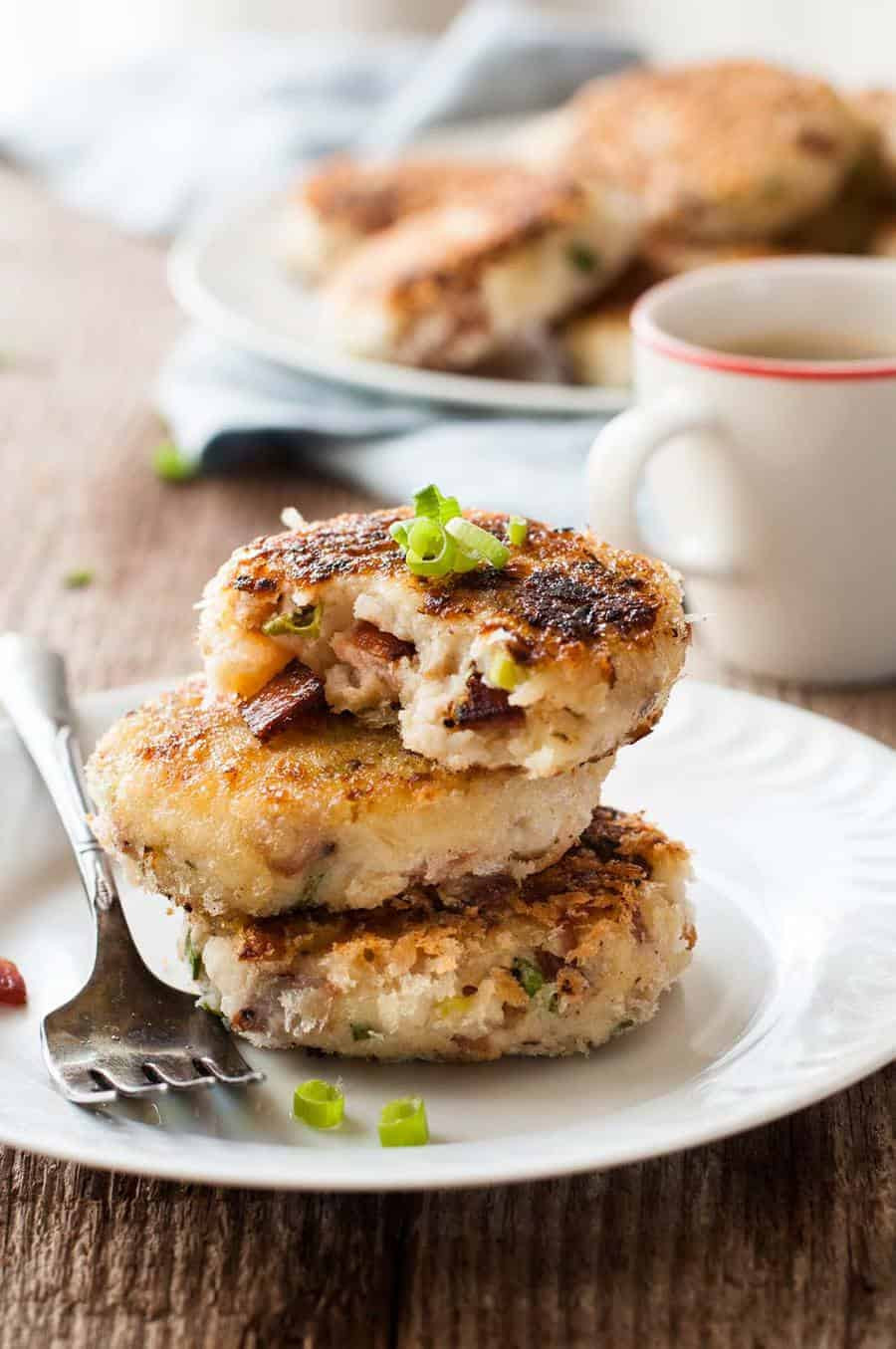 Leftover Mashed Potato Cakes
 Leftover Mashed Potato Cheese & Bacon Cakes