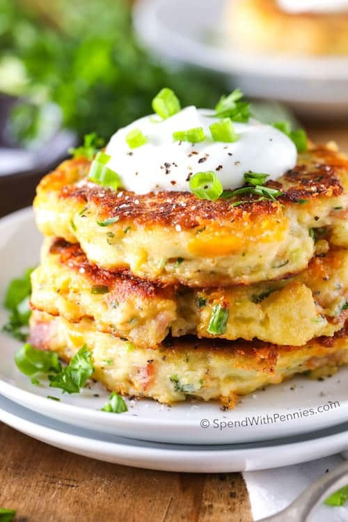 Leftover Mashed Potato Cakes
 Loaded Mashed Potato Cakes