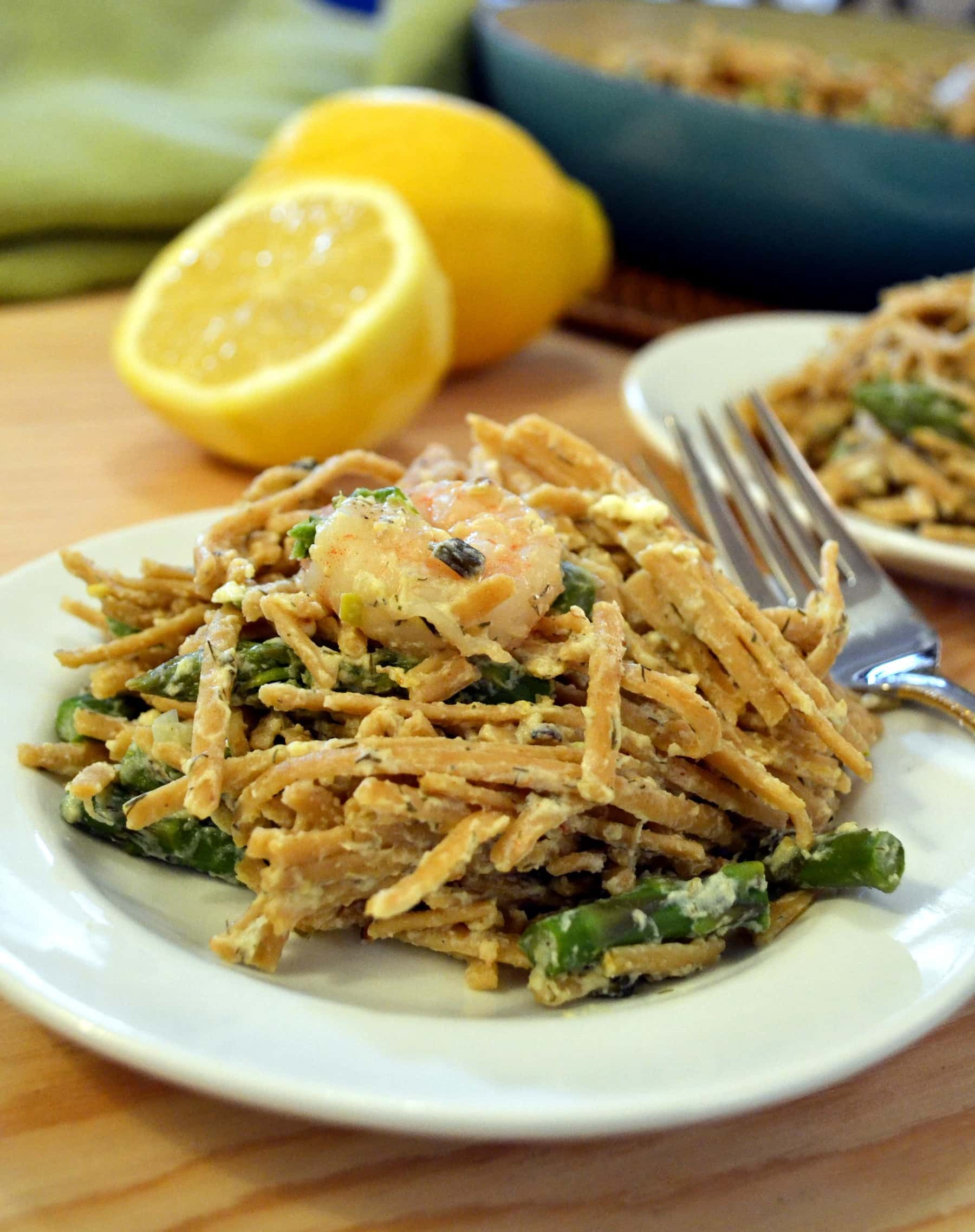 Lemon Asparagus Pasta
 Lemon Asparagus Pasta with Roasted Shrimp