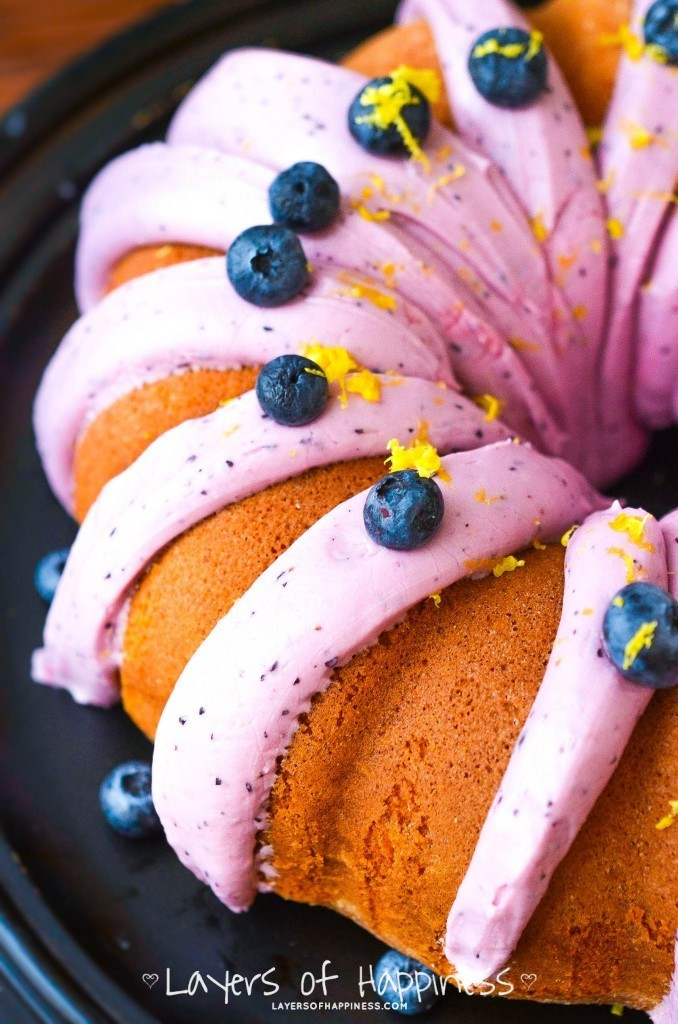 Lemon Blueberry Bundt Cake
 Lemon Velvet Bundt Cake with Blueberry Cream Cheese