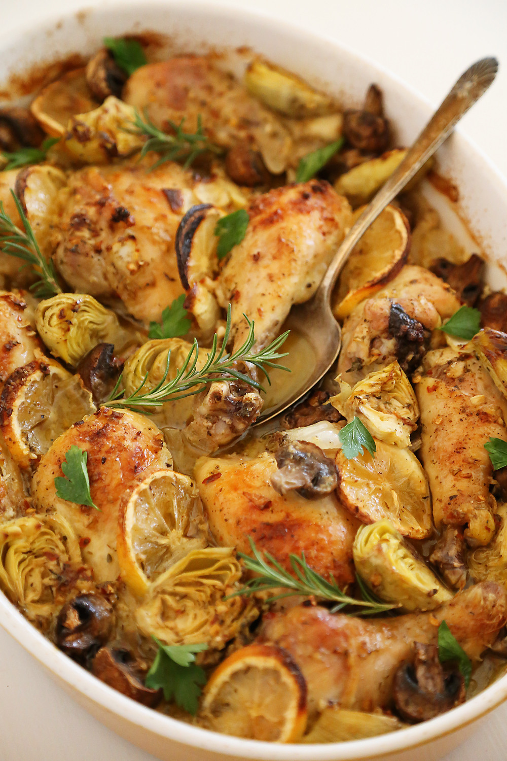 Lemon Roasted Chicken
 Lemon and Artichoke Oven Roasted Chicken