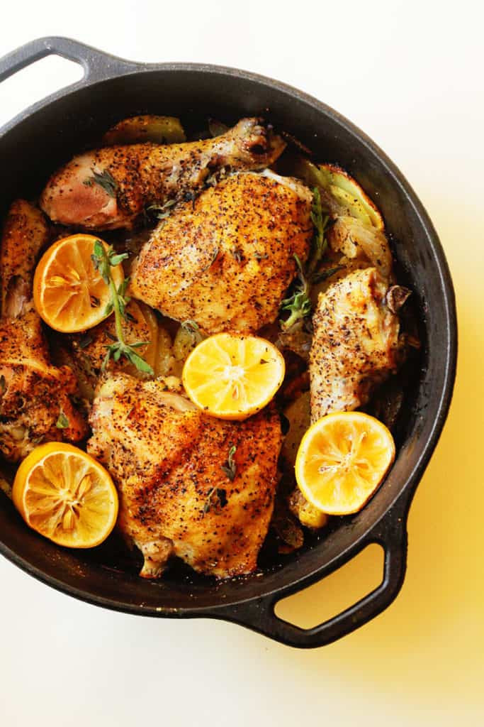 Lemon Roasted Chicken
 dutch oven baked potatoes