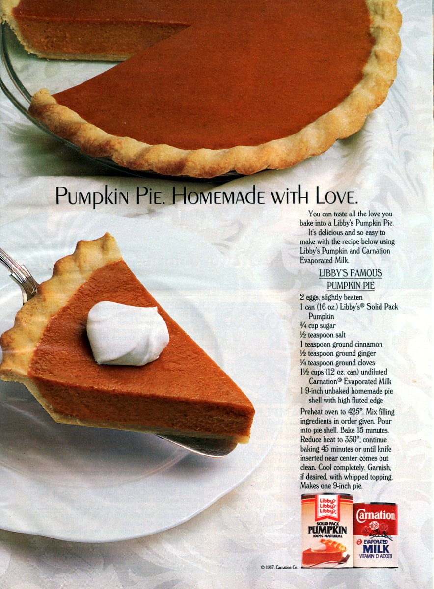 Libby Pumpkin Pie Recipe
 Libby s famous pumpkin pie recipe 1987 Americana