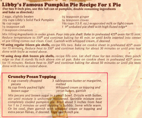 Libby Pumpkin Pie Recipe
 Libby’s Famous Pumpkin Pie Recipe For 1 Pie RecipeCurio