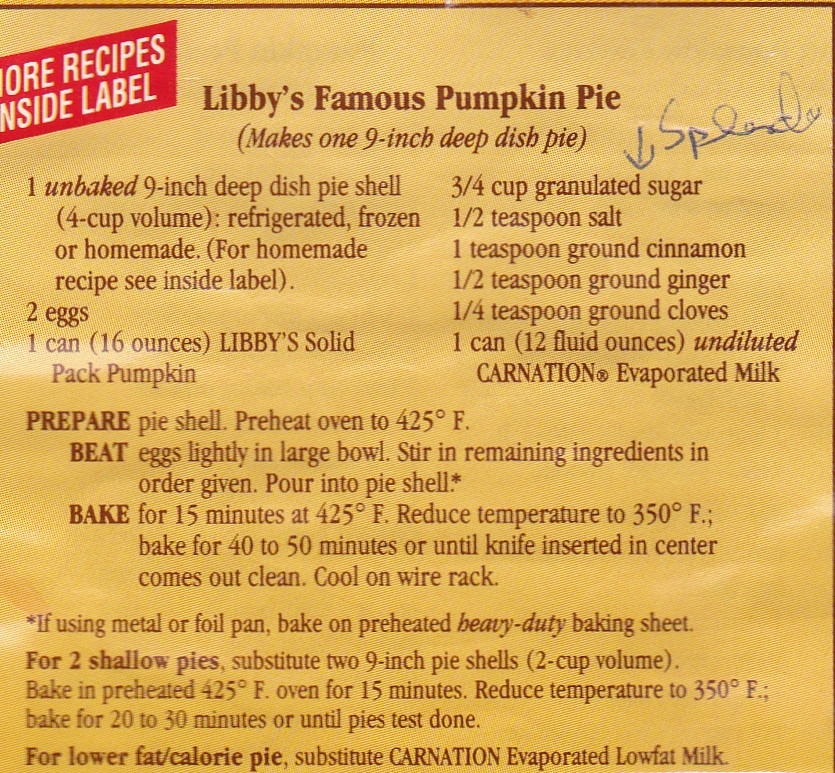 Libbys Pumpkin Pie Recipe
 libby pumpkin pie mix ingre nts