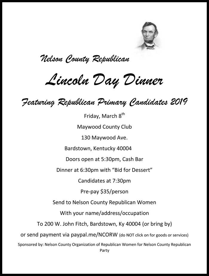 Lincoln Day Dinner
 Nelson County Lincoln Day Dinner Kentucky Federation of