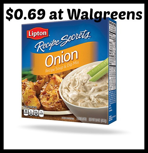 Lipton Onion Soup Mix
 Walgreens Lipton ion Soup & Dip Mix only $0 69