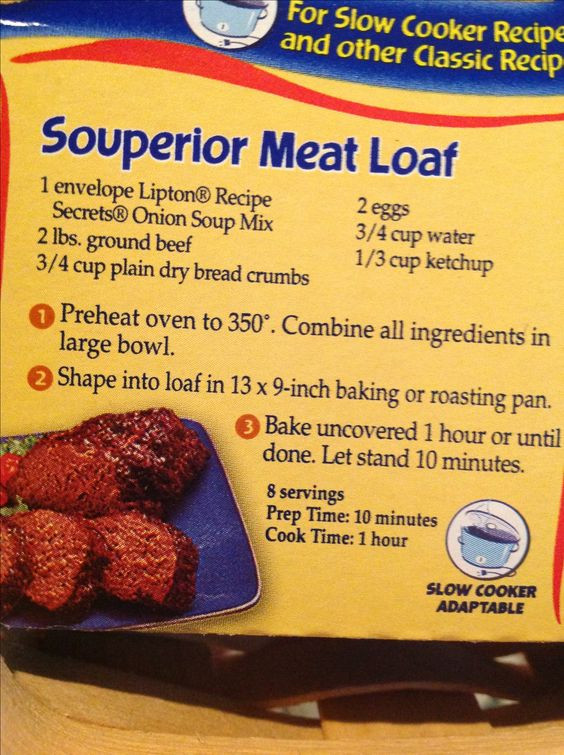 Lipton Onion Soup Mix Meatloaf Recipe
 Lipton Souperior Meatloaf Yum Pinterest