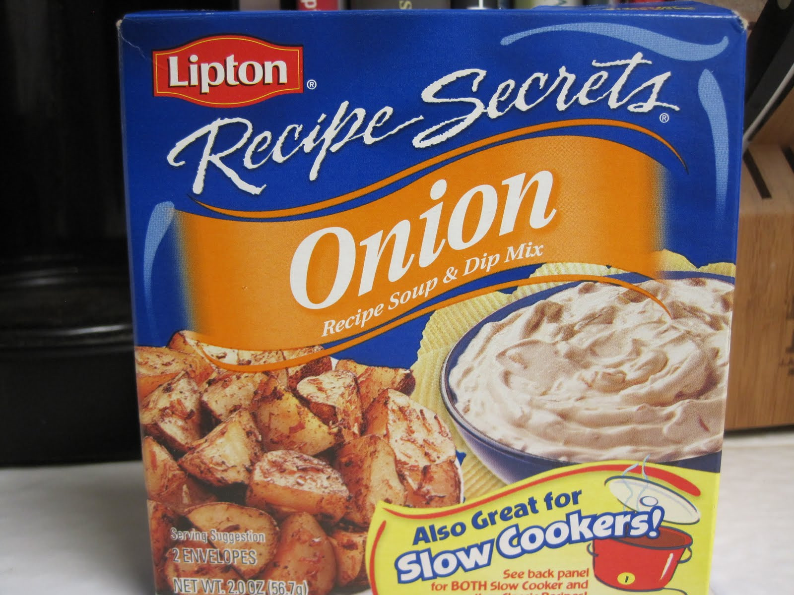 Lipton Onion Soup Mix
 beef roast with lipton onion soup mix and cream of