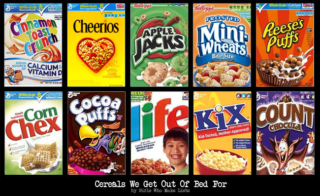 List Of Breakfast Cereals
 Cereals We Get Out Bed For