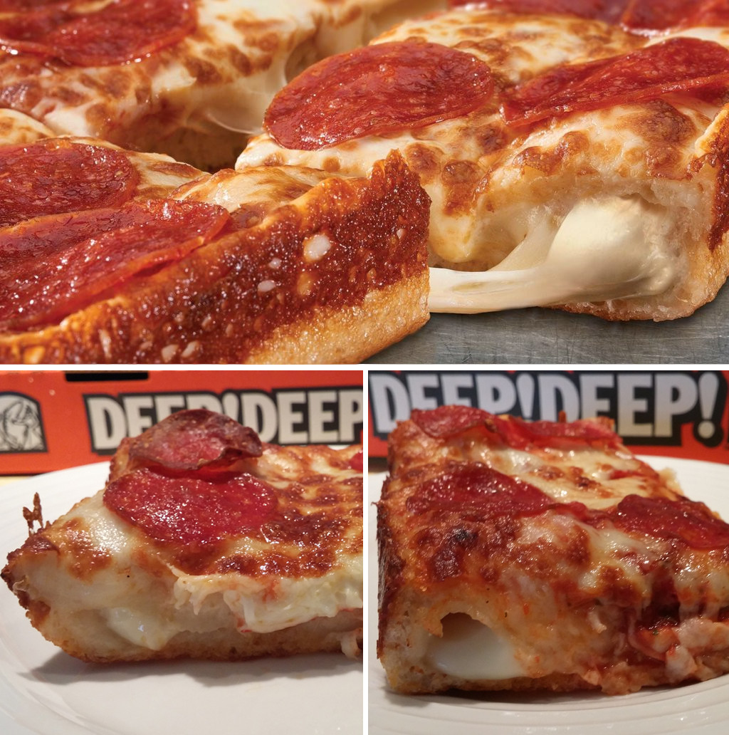 Little Caesars Pepperoni Deep!Deep! Dish Pizza
 The Snack Attack Little Caesars’ Stuffed Crust Deep Dish