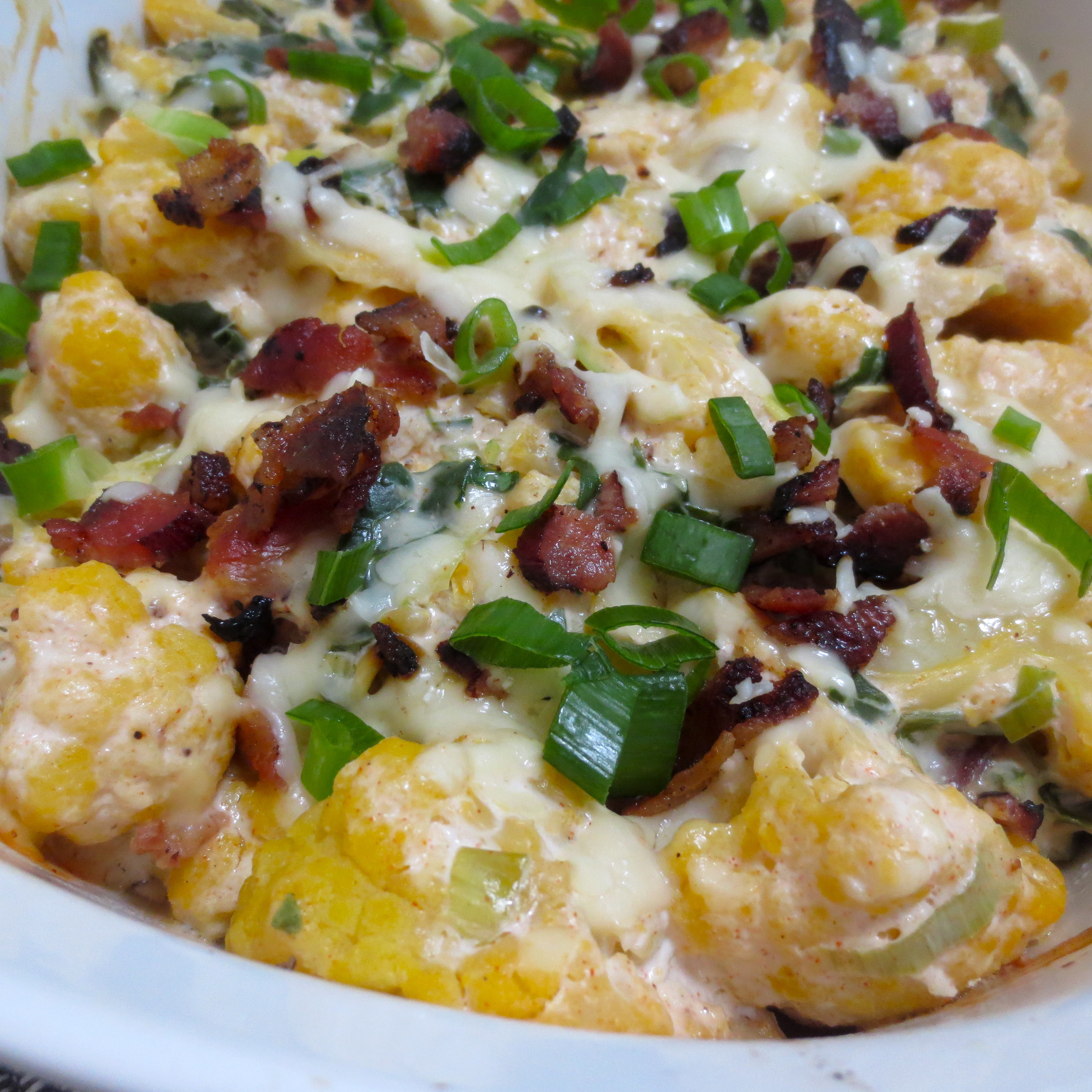 Loaded Cauliflower Casserole
 Loaded Cauliflower Casserole With Swiss Chard & Bacon