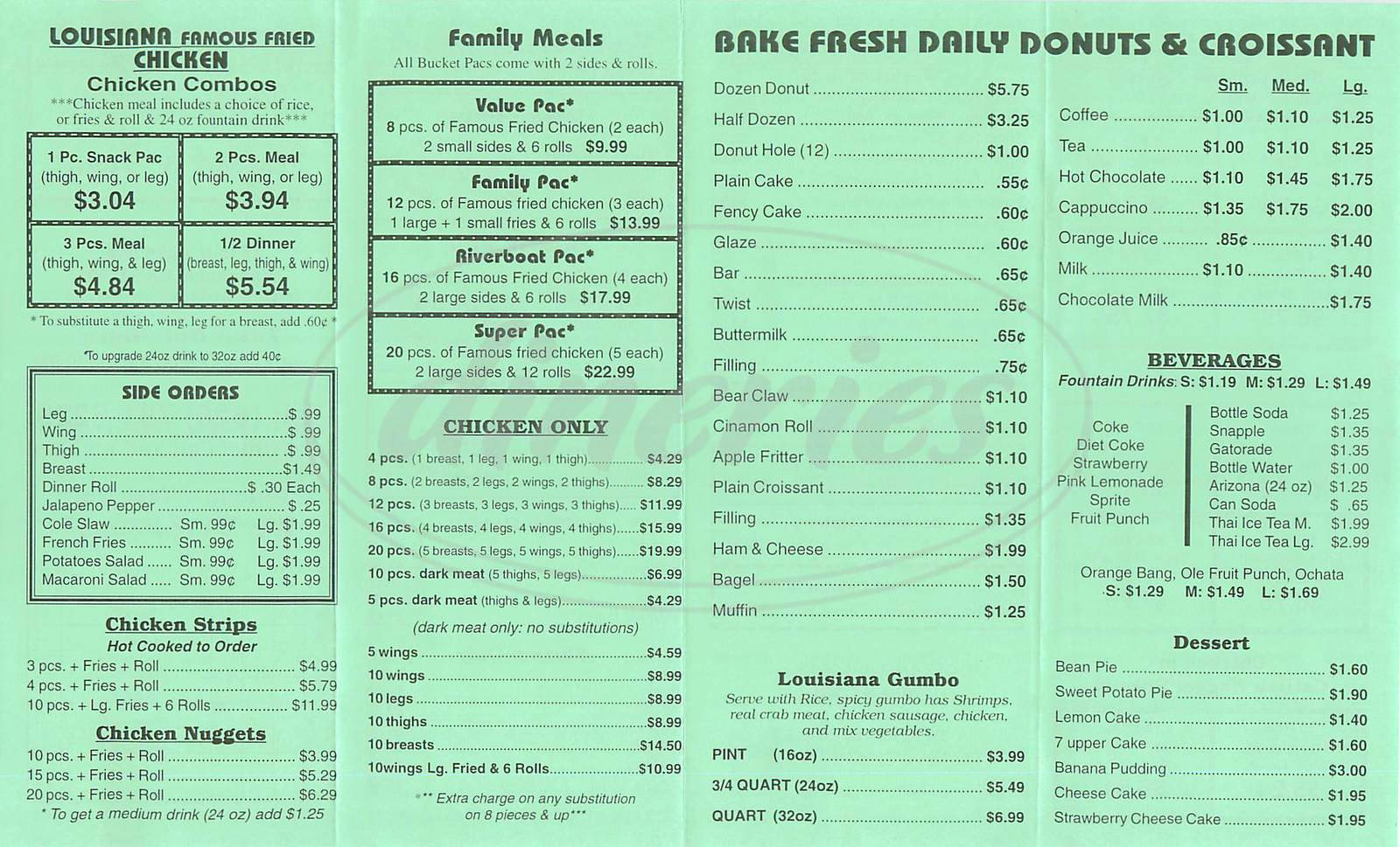 Louisiana Fried Chicken Menu
 Louisiana Famous Fried Chicken Menu Pasadena Dineries