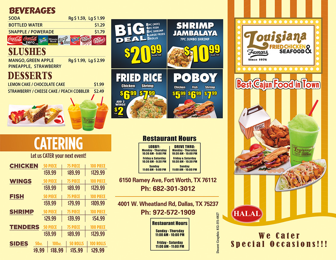 Louisiana Fried Chicken Menu
 Menu – Louisiana Famous Fried Chicken & Seafood