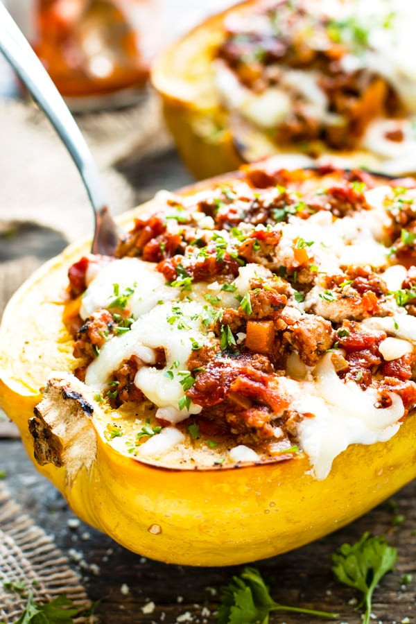 Low Carb Ground Turkey Recipes
 Lasagna Spaghetti Squash Boats with Ground Turkey