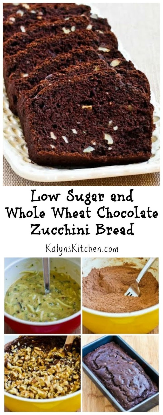 Low Sugar Zucchini Bread
 Low Sugar and Whole Wheat Chocolate Zucchini Bread Recipe