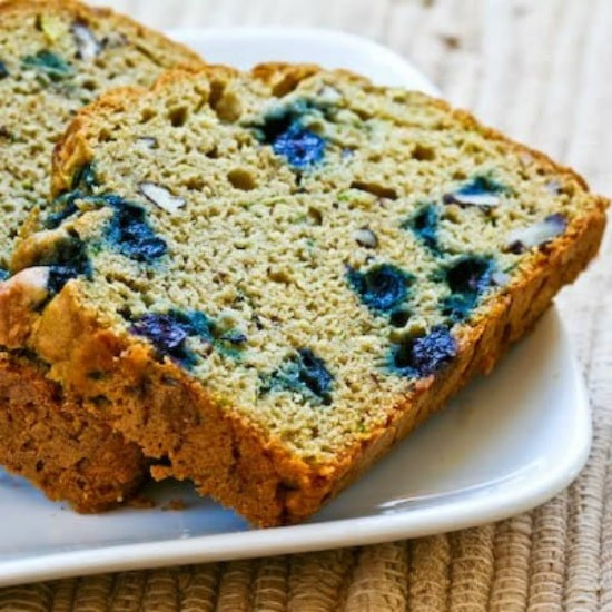 Low Sugar Zucchini Bread
 Low Sugar and Whole Wheat Zucchini Bread with Blueberries