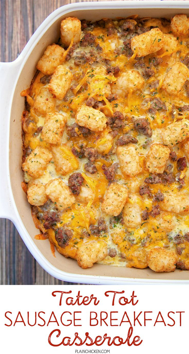 Make Ahead Breakfast Casserole Recipes
 Tater Tot Sausage Breakfast Casserole – great make ahead