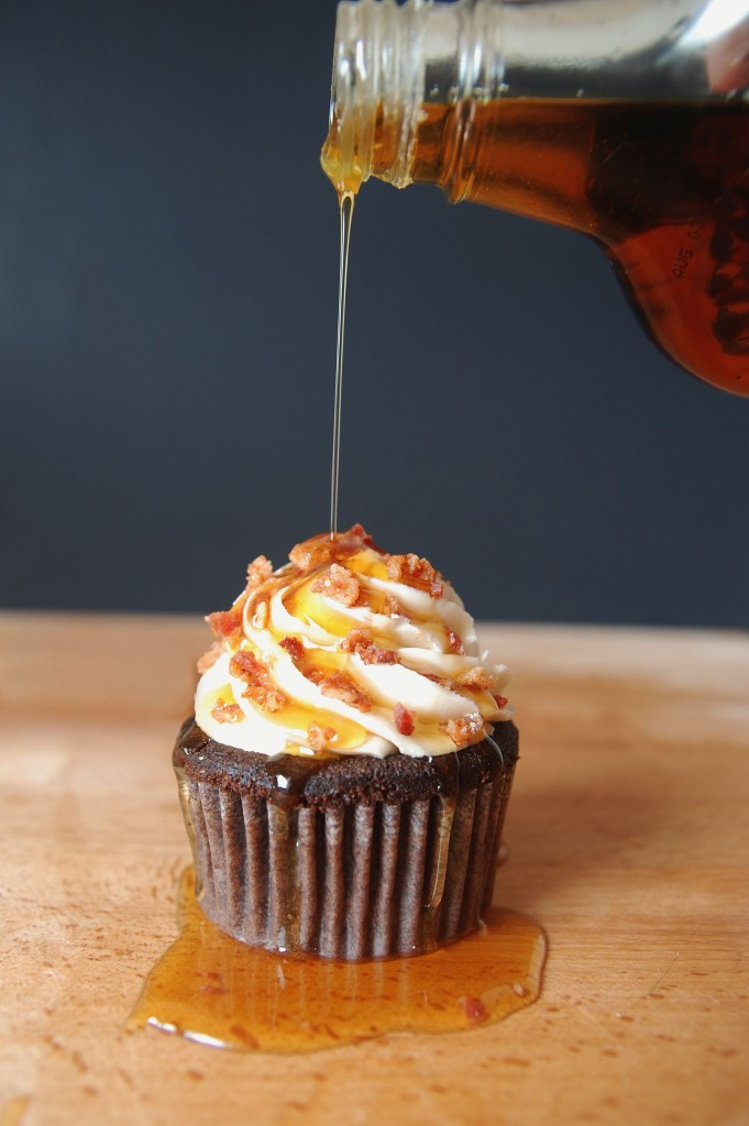 Maple Bacon Cupcakes
 Chocolate Bacon Cupcakes with Maple Frosting