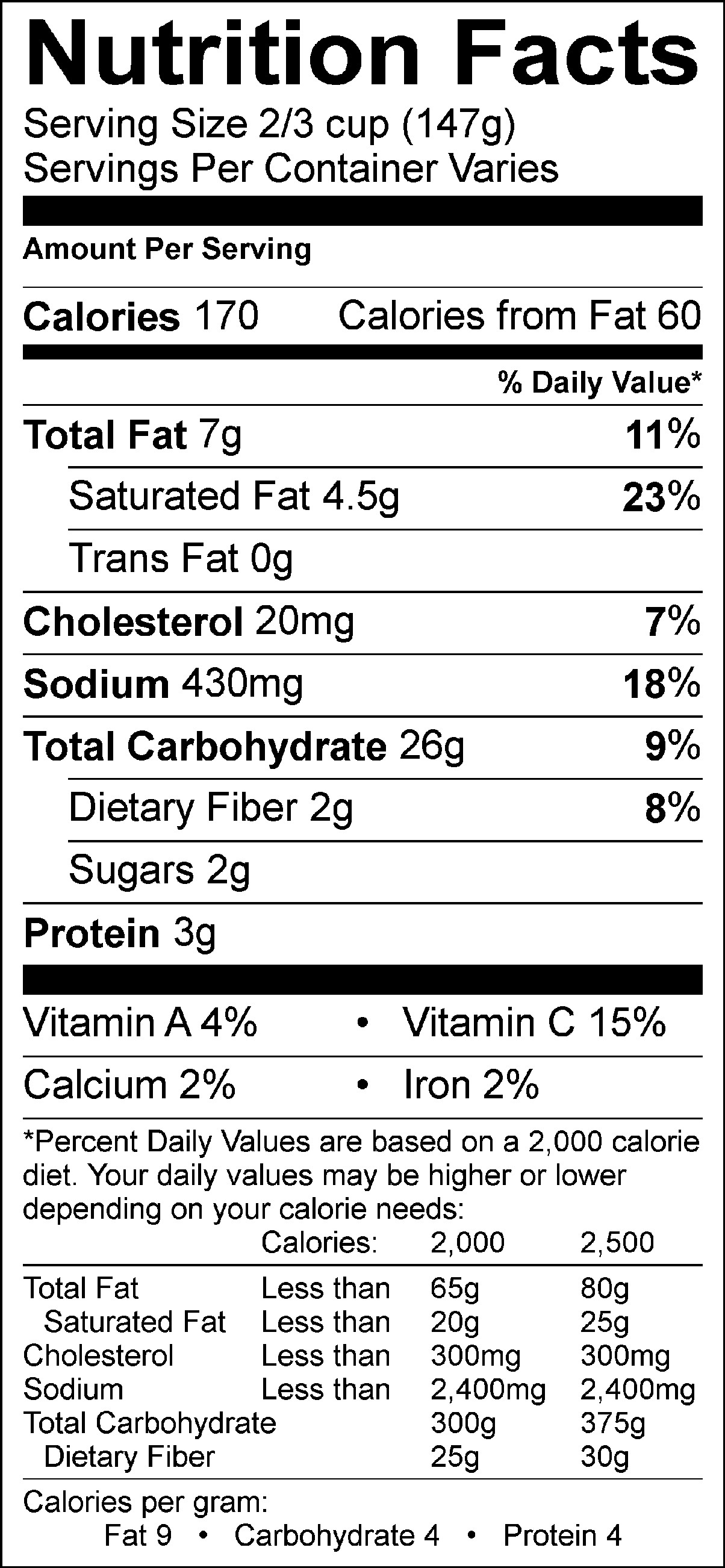 Mashed Potato Nutrition
 Premium Mashed Potatoes