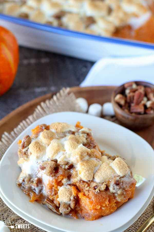 Mashed Sweet Potatoes With Marshmallows
 Sweet Potato Casserole with Marshmallows & Streusel