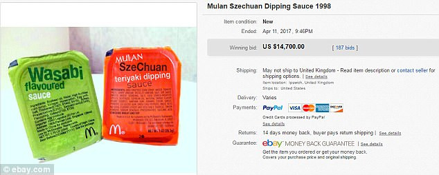 Mcdonalds Dipping Sauces 2017
 McDonald’s Mulan dipping sauces sell for £11 500 on eBay