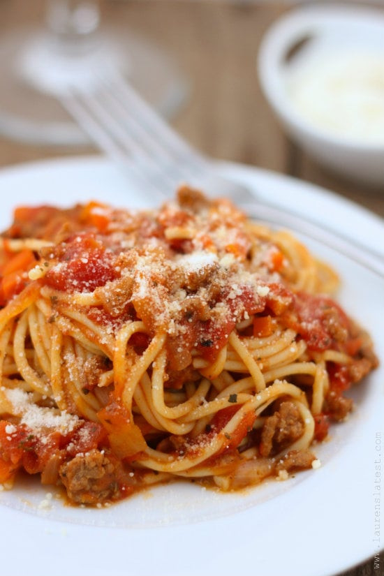 Meat Sauce Spaghetti
 Gluten Free Spaghetti with Simple Meat Sauce