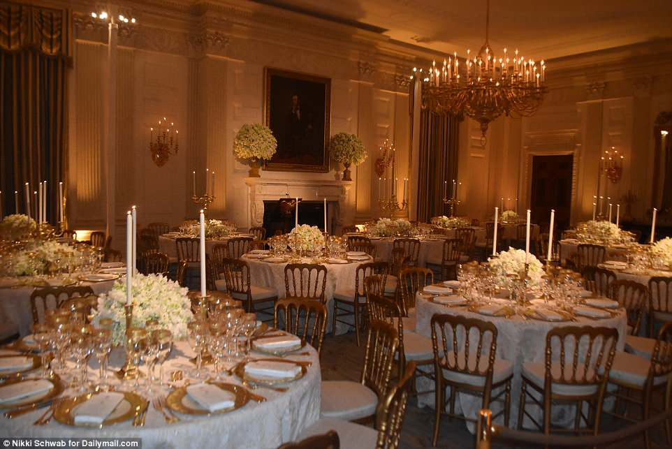 Melania Trump State Dinner
 Golden Girl Melania Trump s place settings for first