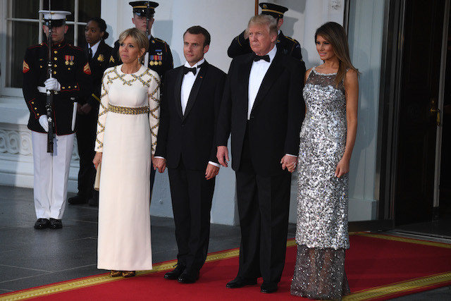 Melania Trump State Dinner
 Mon Dieu Melania Radiates In Silver Gown At First WH