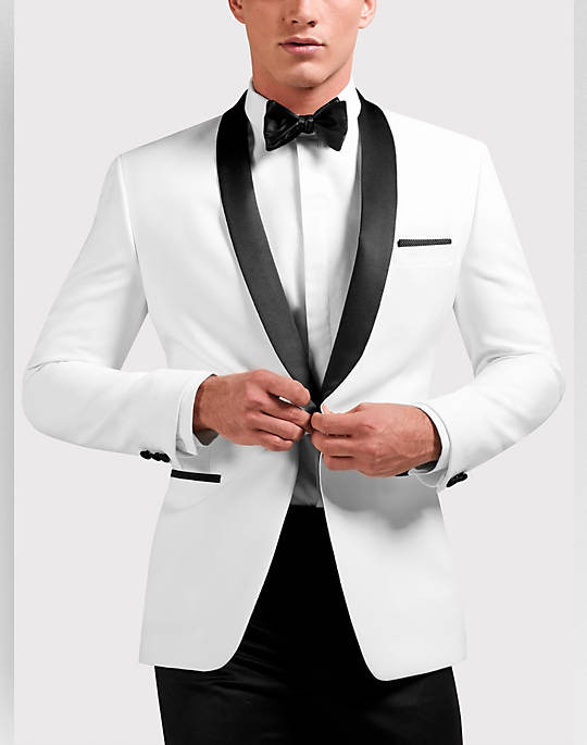 Mens White Dinner Jacket
 Egara White Slim Fit Dinner Jacket Men s Tuxedos