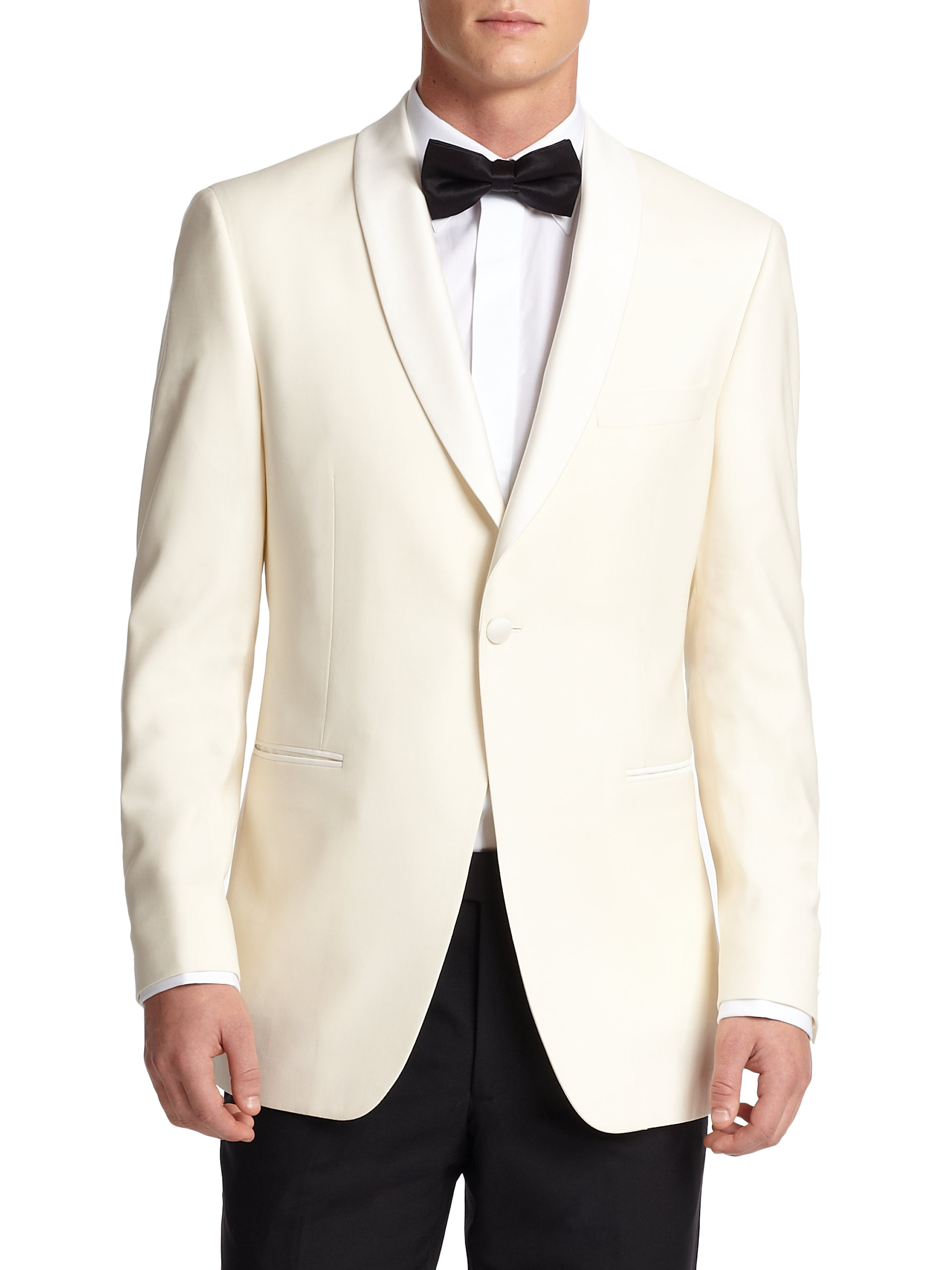 Mens White Dinner Jacket
 Saks fifth avenue Samuelsohn Shawl collar Wool Dinner