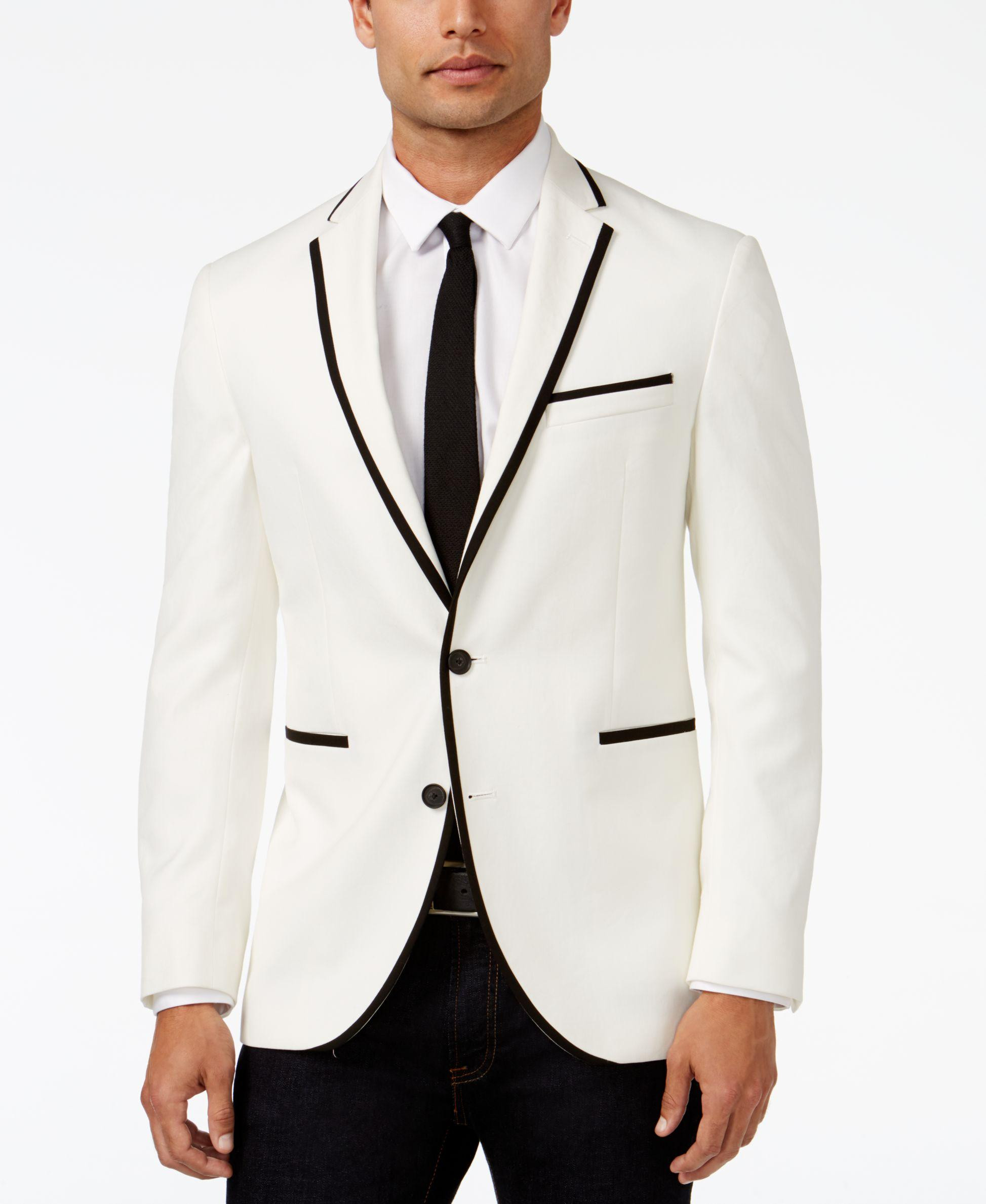 Mens White Dinner Jacket
 Kenneth cole Classic fit White With Black Slim Dinner