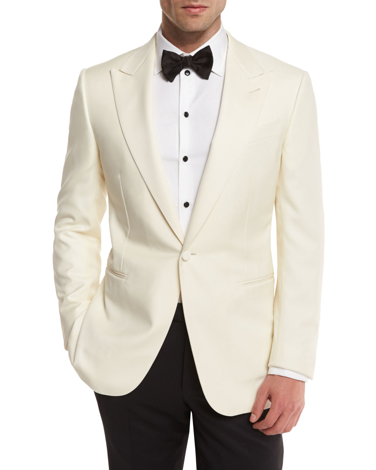 Mens White Dinner Jacket
 Ermenegildo zegna Satin lapel e button Dinner Jacket in