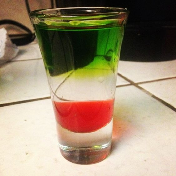 Mexican Alcoholic Drinks
 Mexican Flag Shot Grenadine Peach Schnapps Midori