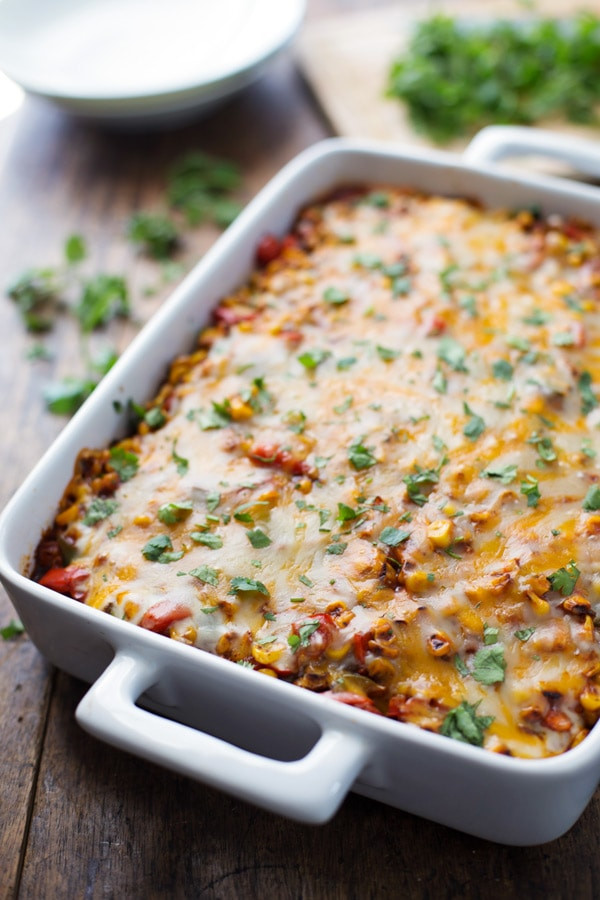 Mexican Casserole With Corn Tortillas
 Healthy Mexican Casserole with Roasted Corn and Peppers