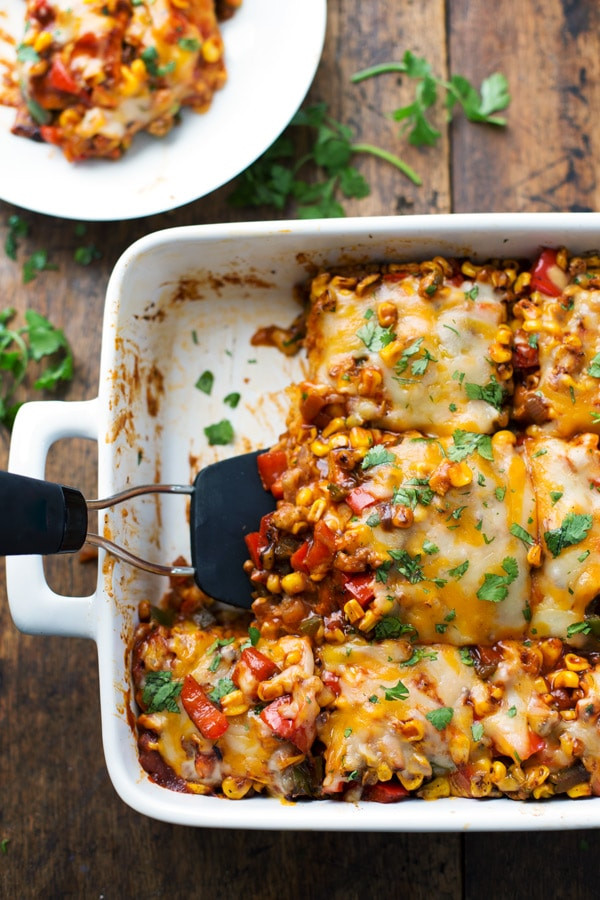 Mexican Casserole With Corn Tortillas
 Healthy Mexican Casserole with Roasted Corn and Peppers