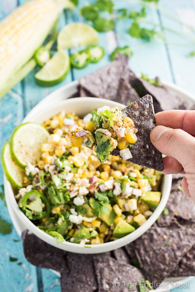 Mexican Corn Dip
 Lightened Up Mexican Corn Dip with Avocado and Jalapeño