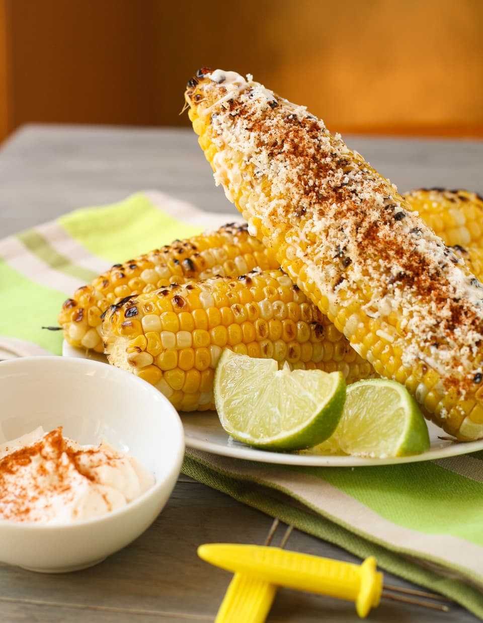 Mexican Grilled Corn
 Mexican Grilled Corn Garnish with Lemon