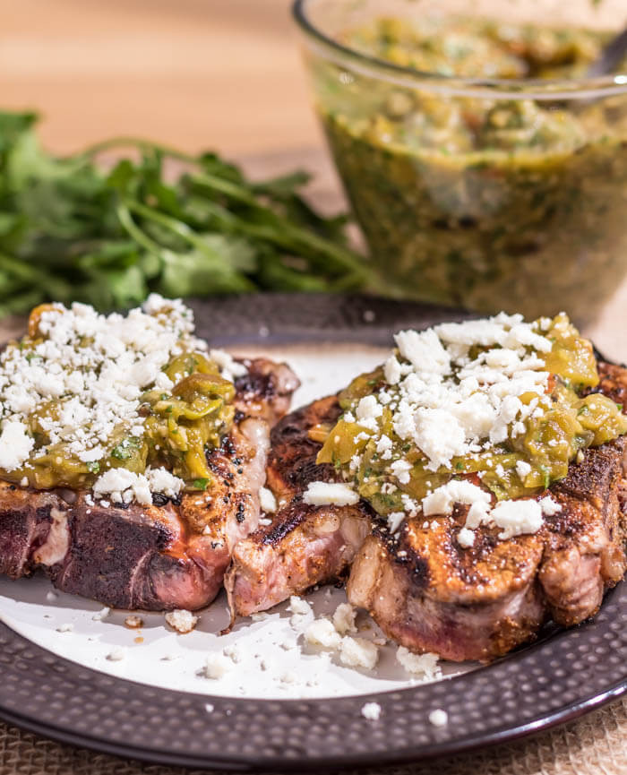 Mexican Pork Chops
 Mexican Spiced Pork Chops With Salsa Verde and Cotija