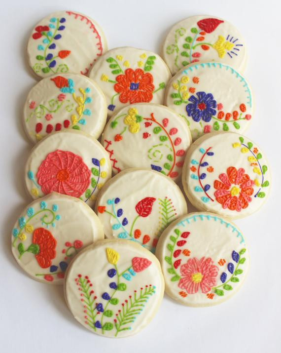 Mexican Sugar Cookies
 Mexican Embroidery Floral Embroidery Flower Sugar Cookies