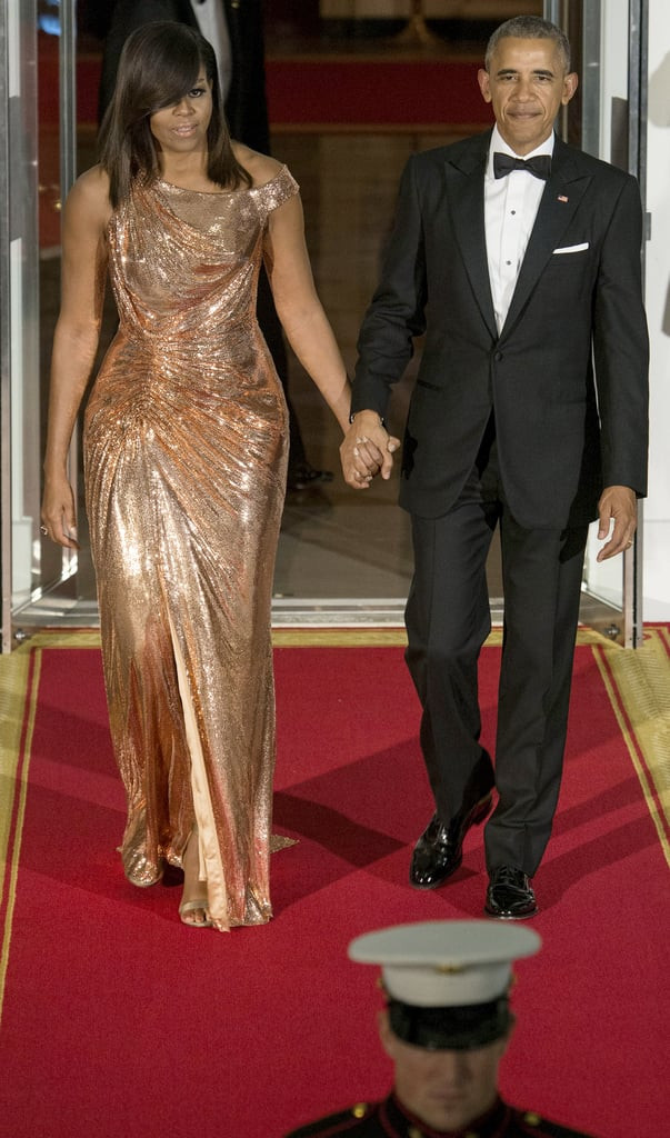 Michelle Obama State Dinner 2016 Dress
 Michelle Obama s Versace Dress at Italy State Dinner 2016