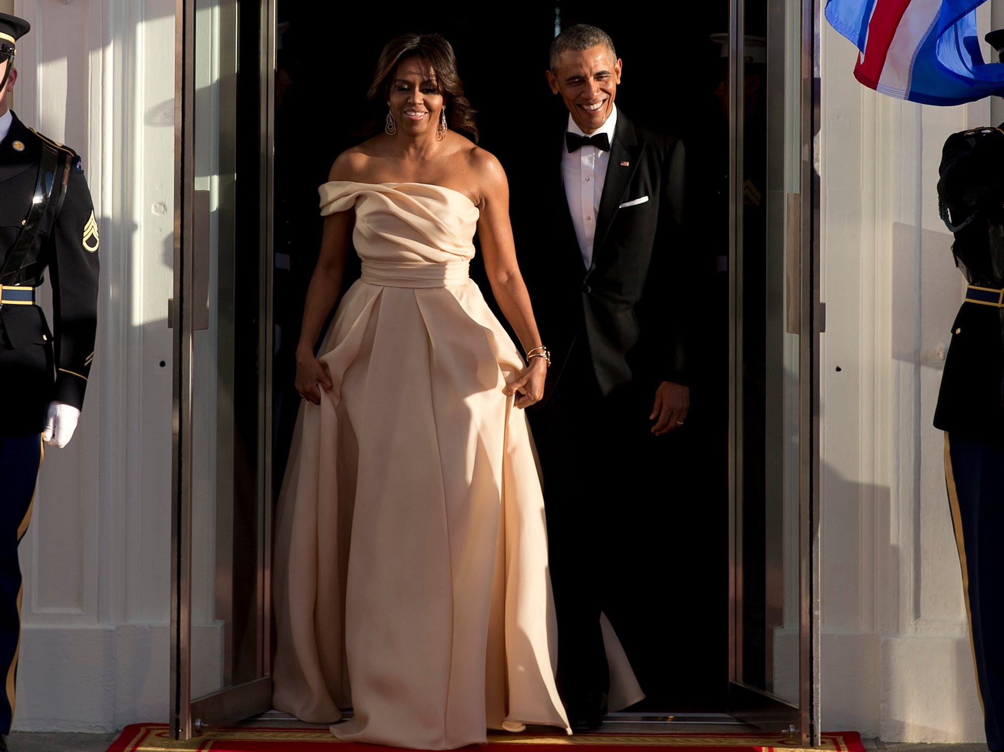 Michelle Obama State Dinner 2016 Dress
 Michelle Obama Versace dress state dinner INSIDER