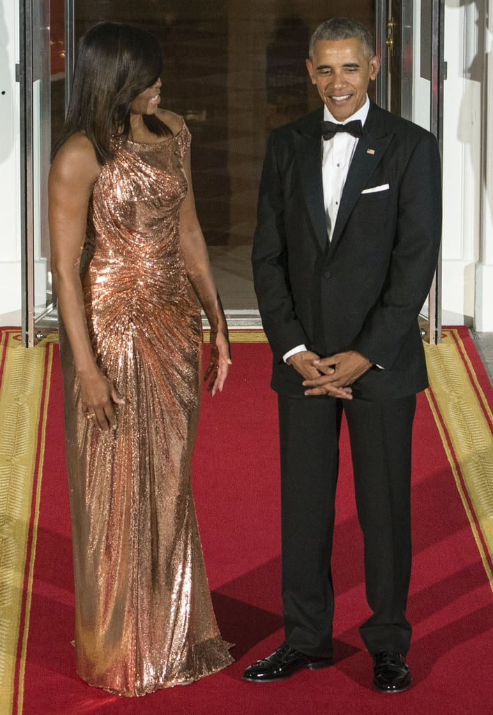 Michelle Obama State Dinner 2016 Dress
 Michelle Obama s Versace Dress at Italy State Dinner 2016