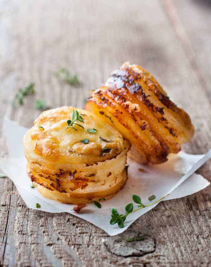 Mini Potato Recipe
 Cheesy Mini Potato Gratin Stacks Muffin Tin